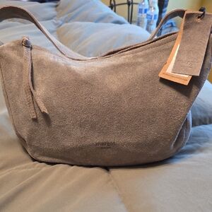 Margot NWT Grey Suede Hobo Bag, Zip Closure